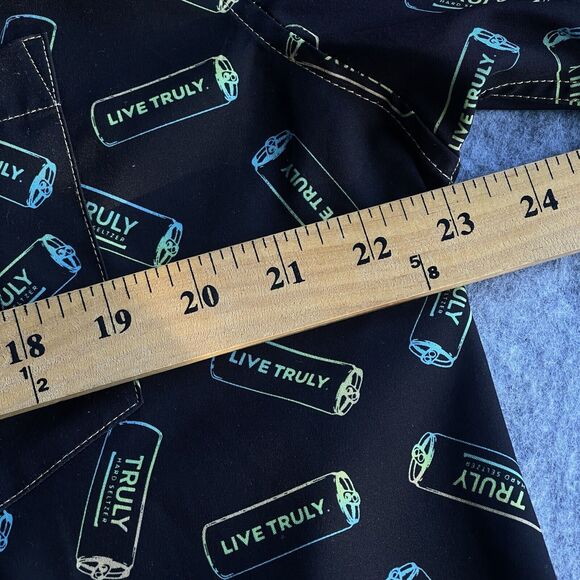 Truly Shirt Mens Large Black Hard Seltzer Button Up Drinking All Over Print - Picture 9 of 11